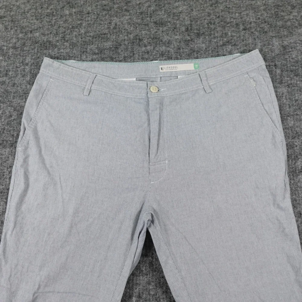 Linksoul Pants Mens 38 Blue‎ White Pinstripe Chinos Cotton Blend Light (40X31)
